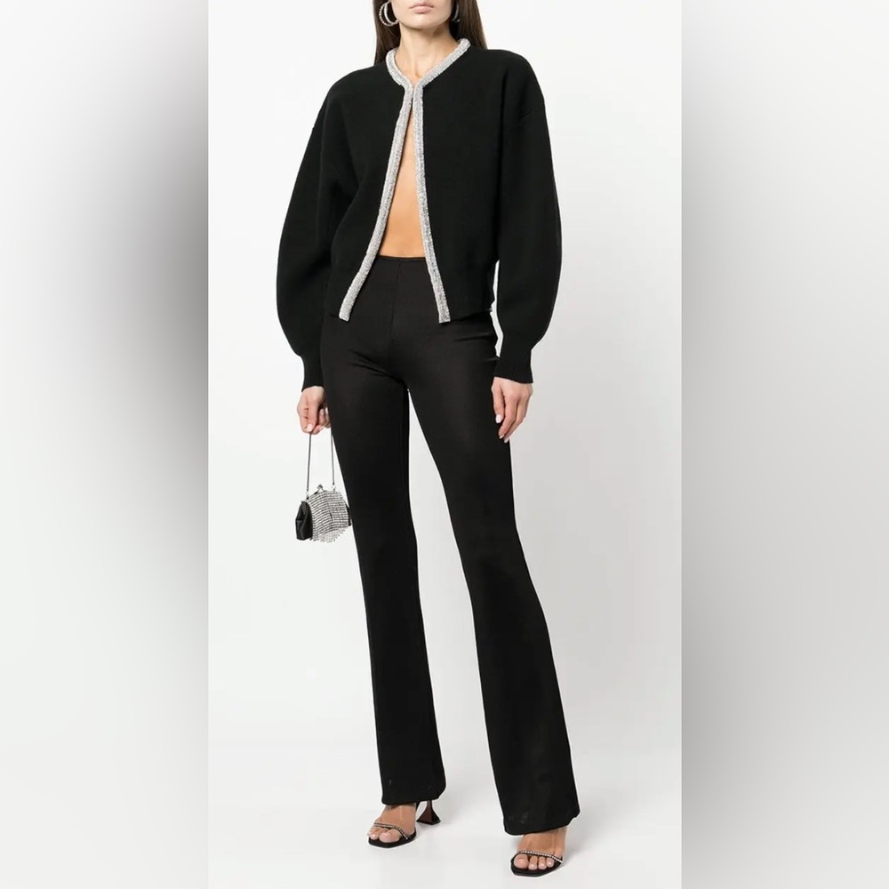W/ Tags Alexander Wang Cropped Cardigan With Crystal Placket Tubular Necklace L